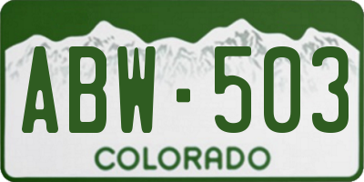 CO license plate ABW503