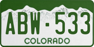 CO license plate ABW533