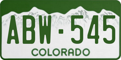 CO license plate ABW545