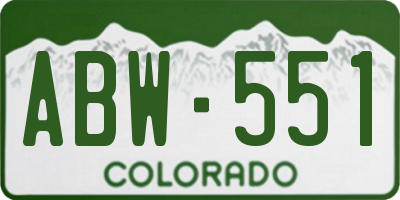CO license plate ABW551
