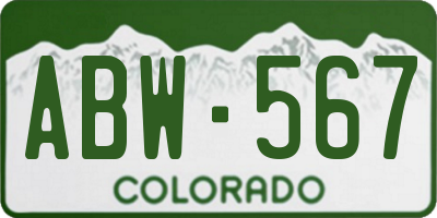 CO license plate ABW567