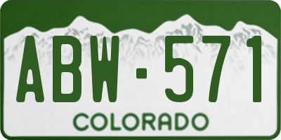 CO license plate ABW571