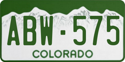 CO license plate ABW575