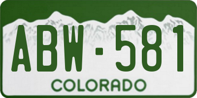 CO license plate ABW581
