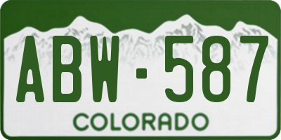 CO license plate ABW587