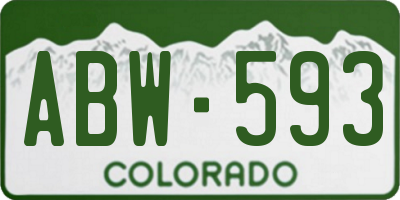 CO license plate ABW593