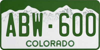 CO license plate ABW600