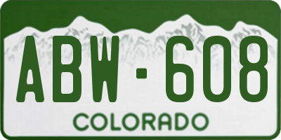 CO license plate ABW608