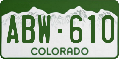 CO license plate ABW610
