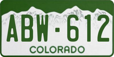 CO license plate ABW612