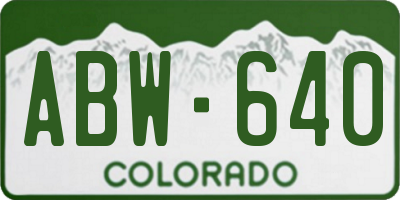 CO license plate ABW640