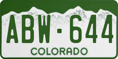 CO license plate ABW644
