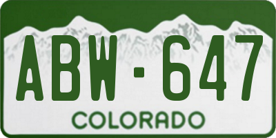 CO license plate ABW647