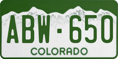 CO license plate ABW650