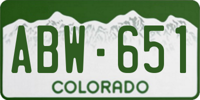 CO license plate ABW651