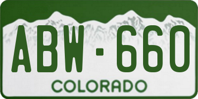 CO license plate ABW660