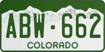 CO license plate ABW662