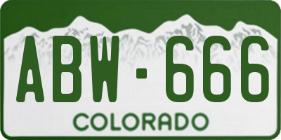 CO license plate ABW666