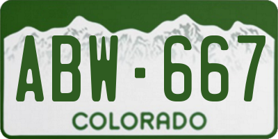 CO license plate ABW667