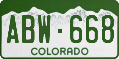 CO license plate ABW668