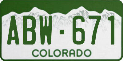 CO license plate ABW671