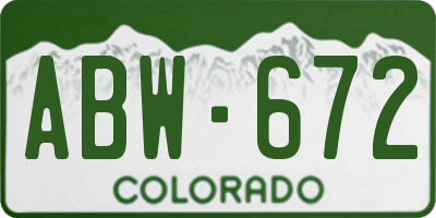 CO license plate ABW672