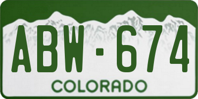 CO license plate ABW674