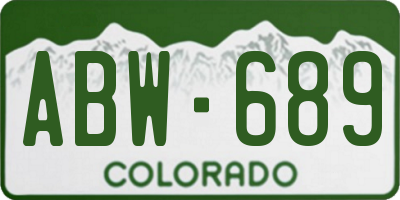 CO license plate ABW689