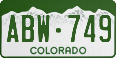 CO license plate ABW749
