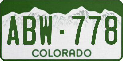 CO license plate ABW778