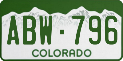 CO license plate ABW796
