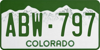 CO license plate ABW797