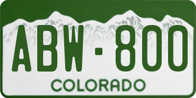 CO license plate ABW800
