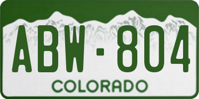 CO license plate ABW804