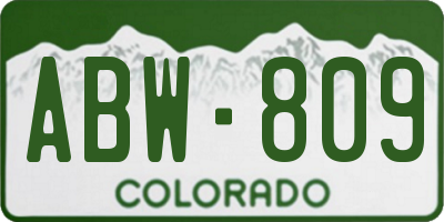 CO license plate ABW809