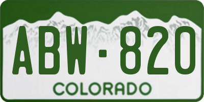 CO license plate ABW820