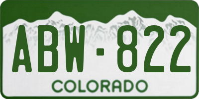 CO license plate ABW822