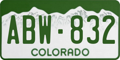 CO license plate ABW832