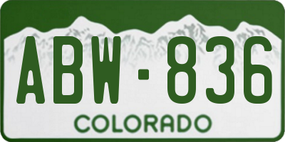 CO license plate ABW836