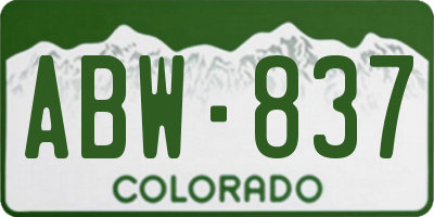 CO license plate ABW837