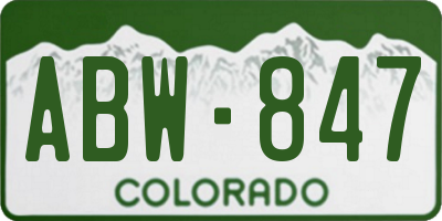 CO license plate ABW847