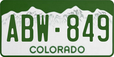 CO license plate ABW849