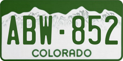 CO license plate ABW852