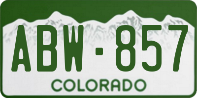 CO license plate ABW857