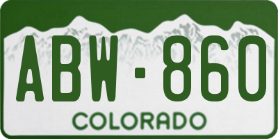 CO license plate ABW860