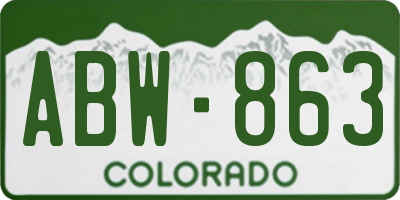 CO license plate ABW863