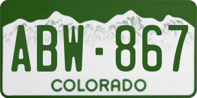 CO license plate ABW867