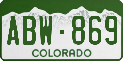CO license plate ABW869