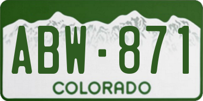 CO license plate ABW871