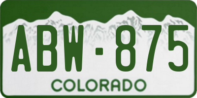 CO license plate ABW875